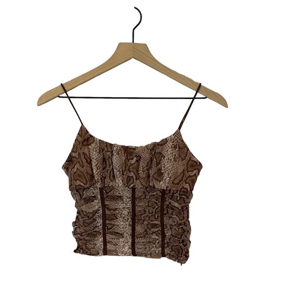 Princess Polly Snakeskin Print Margie Top - Brown - US 6 - Picture 2 of 15